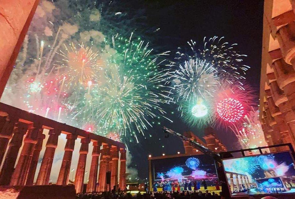 Fireworks over Karnak Temple during the Opet Festival