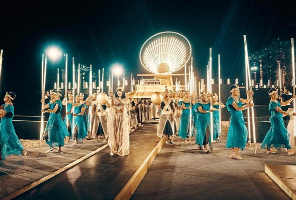 Performers in a night procession in Luxor